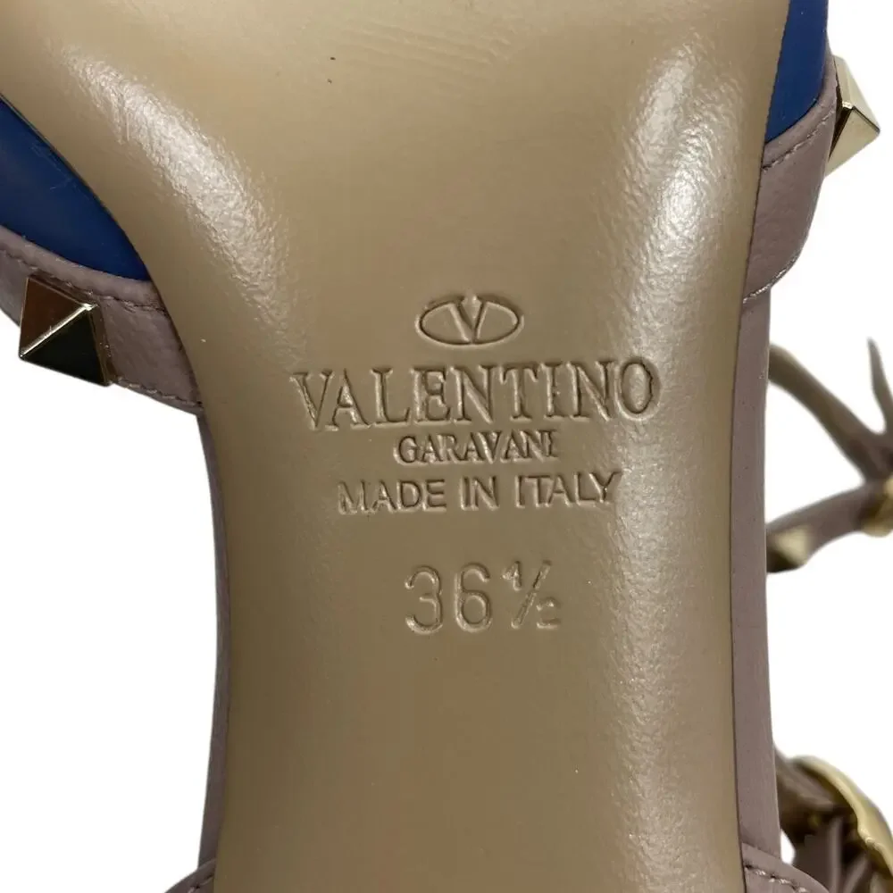 Valentino Garavani Rockstud 65mm Leather Caged Pump Blue Pink Size 36.5 - Picture 10 of 13